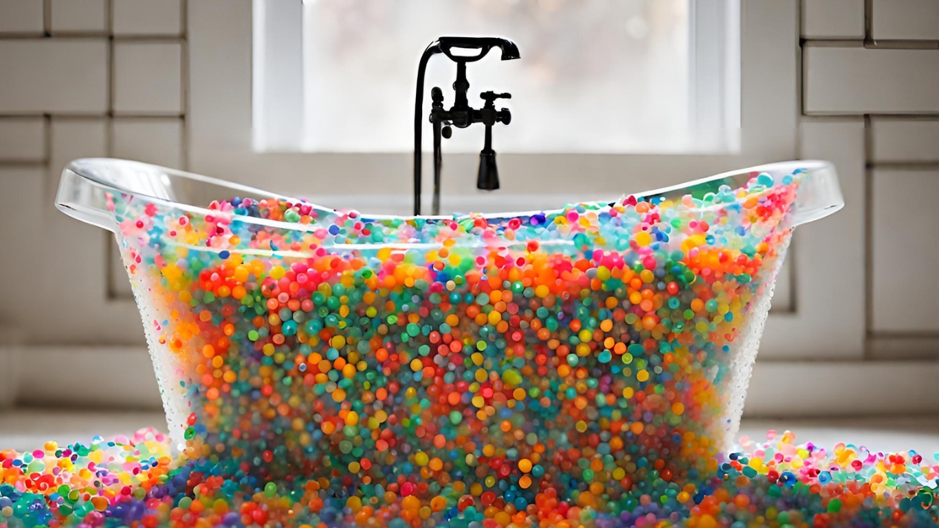 Tub full of water beads