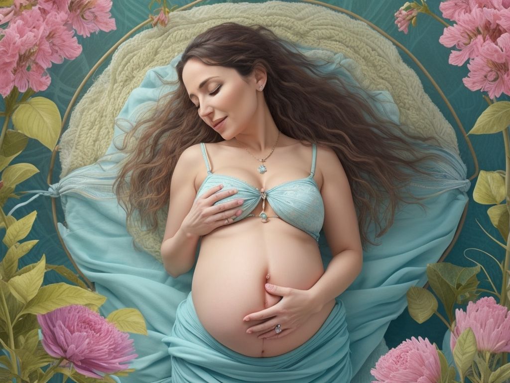 A woman holding her pregnant belly